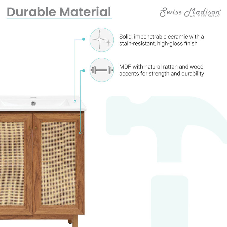 Classe 24" Oak Freestanding Bathroom Vanity with Ceramic Sink