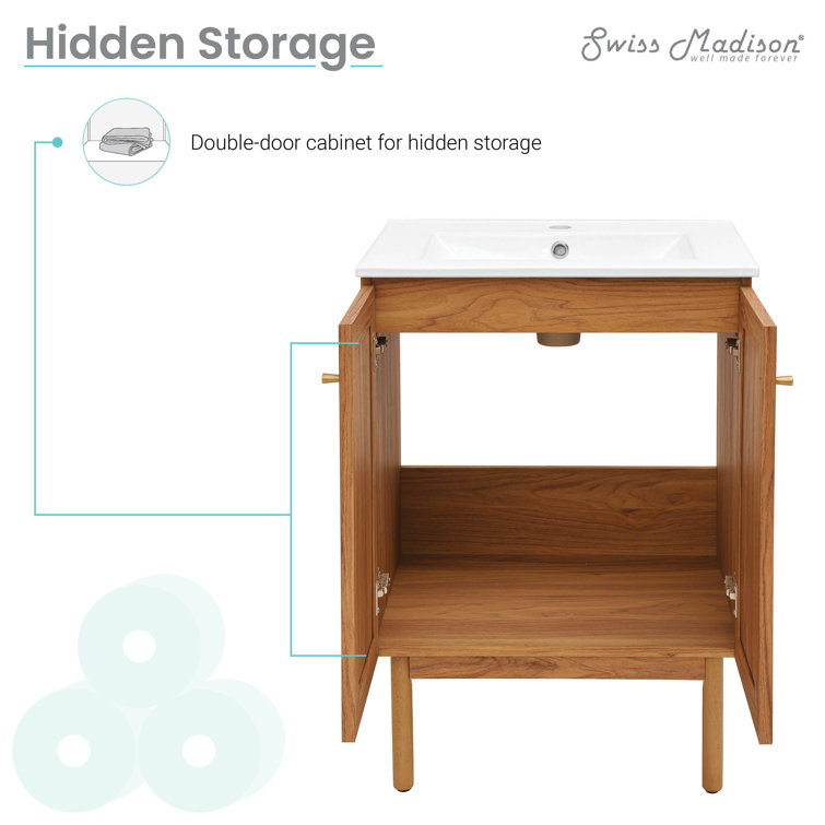 Classe 24" Oak Freestanding Bathroom Vanity with Ceramic Sink
