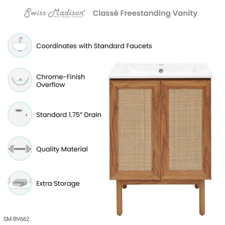 Classe 24" Oak Freestanding Bathroom Vanity with Ceramic Sink