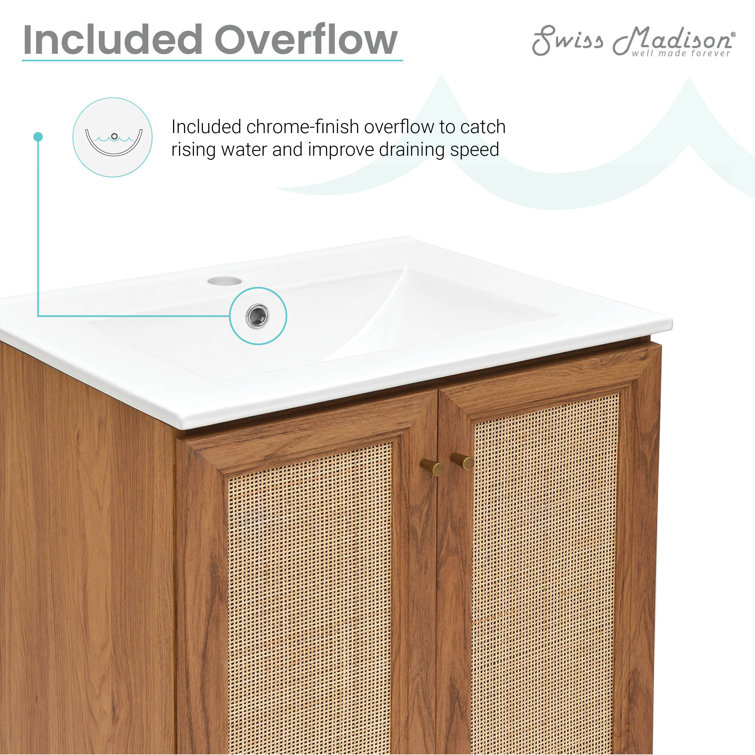 Classe 24" Oak Freestanding Bathroom Vanity with Ceramic Sink