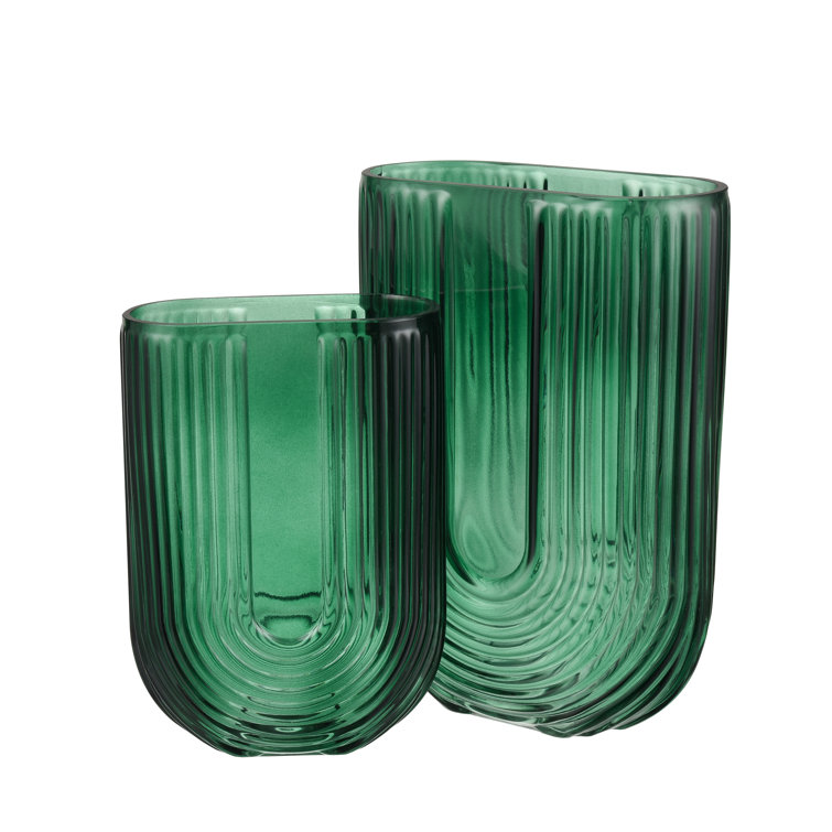 Emerald Green Art Deco Glass Table Vase