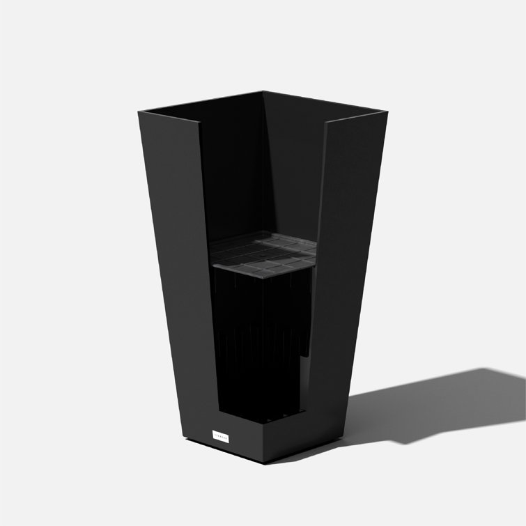 Black Tall Square Plastic Planter Set for Indoor/Outdoor Use