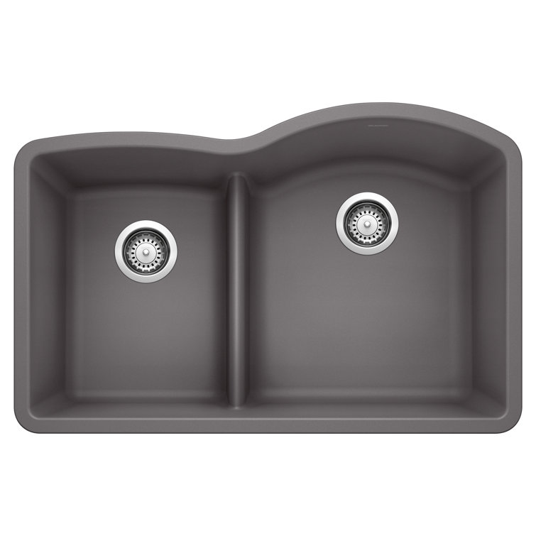 Cinder Gray Stone Double Bowl Drop-in Kitchen Sink