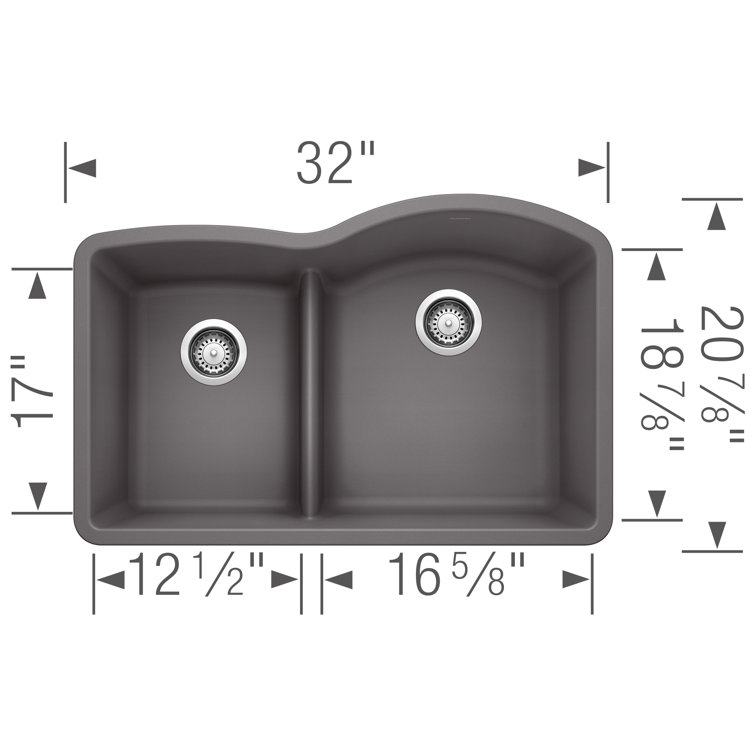 Cinder Gray Stone Double Bowl Drop-in Kitchen Sink
