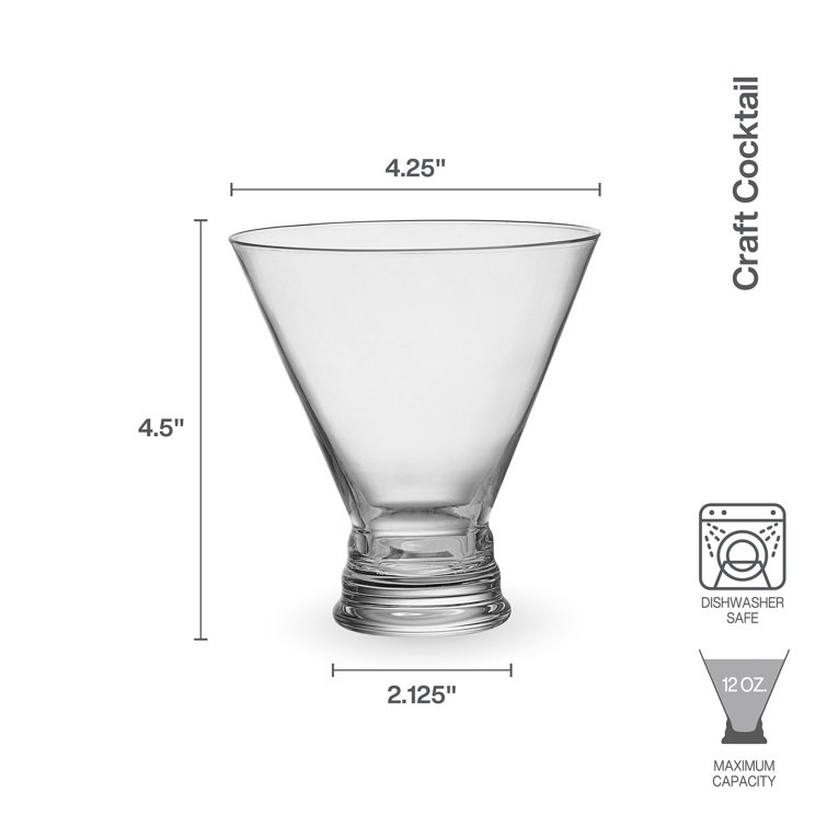 Clear Lead-Free Crystal Stemless Martini Glasses Set of 4