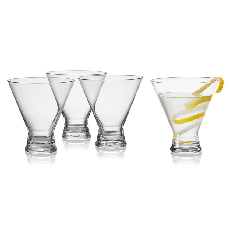 Clear Lead-Free Crystal Stemless Martini Glasses Set of 4