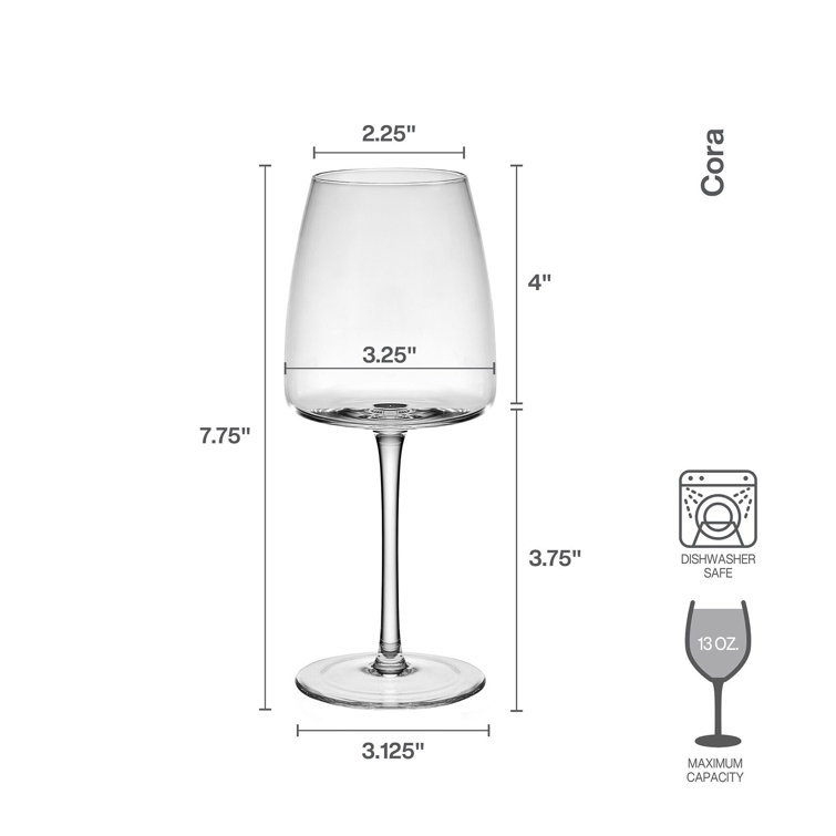 Cora Clear Glass 13 oz White Wine Glasses Set of 4