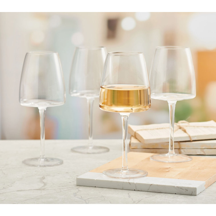 Cora Clear Glass 13 oz White Wine Glasses Set of 4