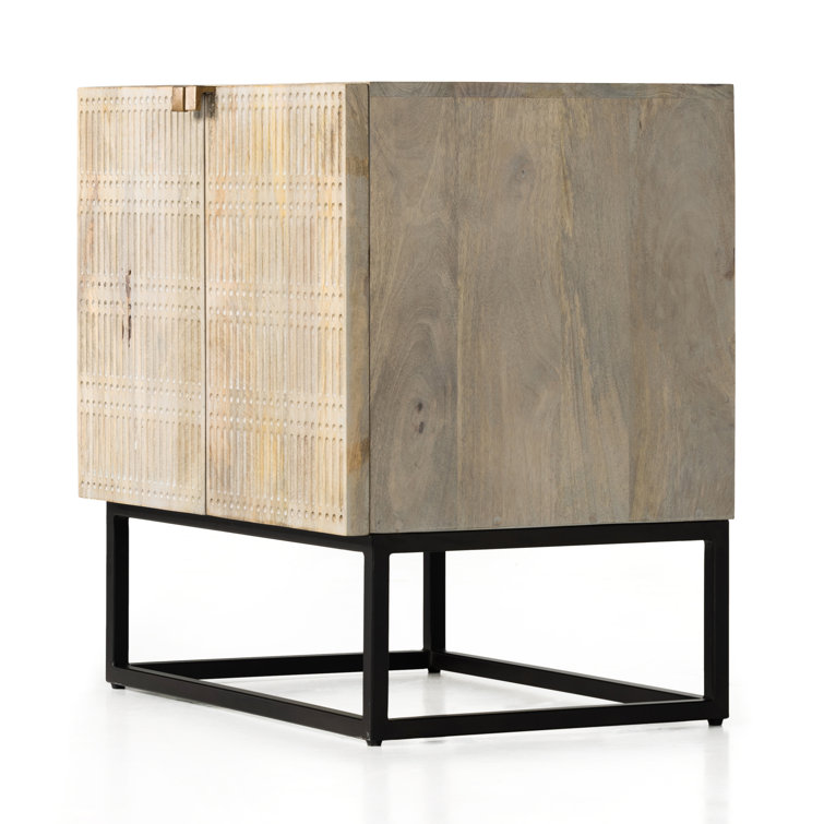 Contemporary Black Mango and Iron Nightstand 25''x17.25''