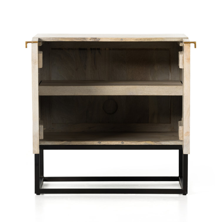 Contemporary Black Mango and Iron Nightstand 25''x17.25''