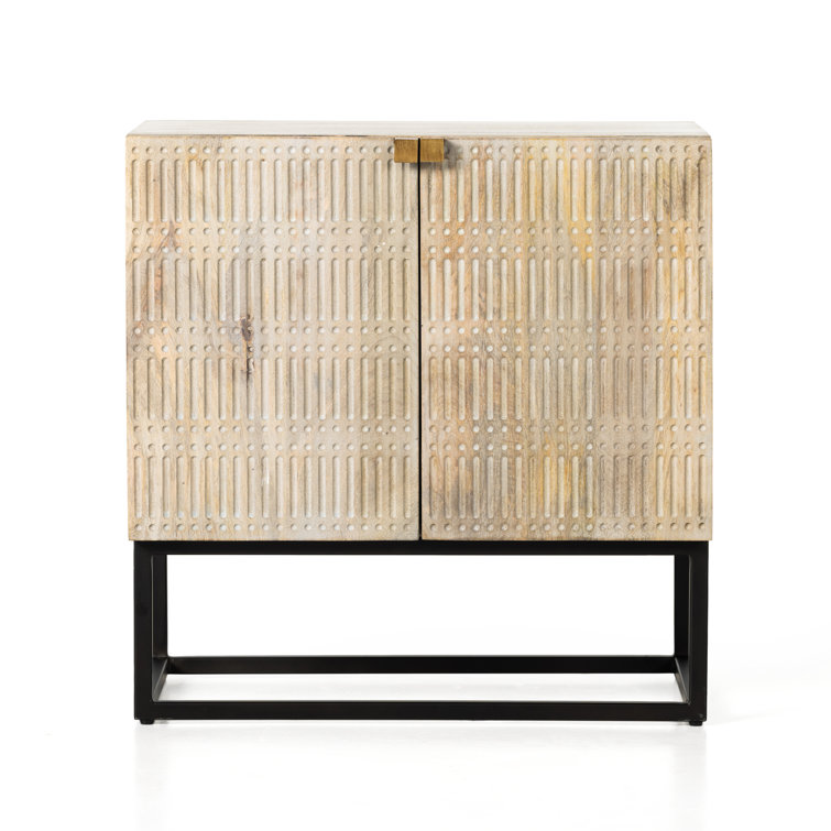 Contemporary Black Mango and Iron Nightstand 25''x17.25''
