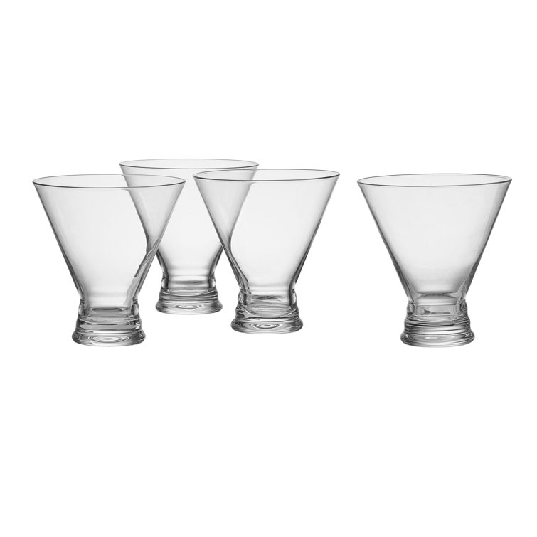 Clear Lead-Free Crystal Stemless Martini Glasses Set of 4