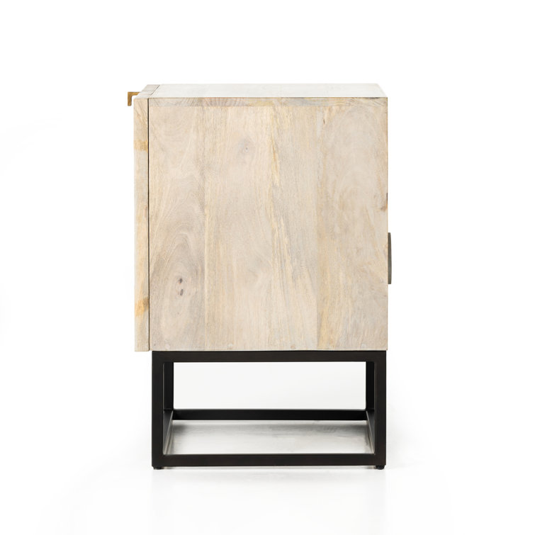 Contemporary Black Mango and Iron Nightstand 25''x17.25''