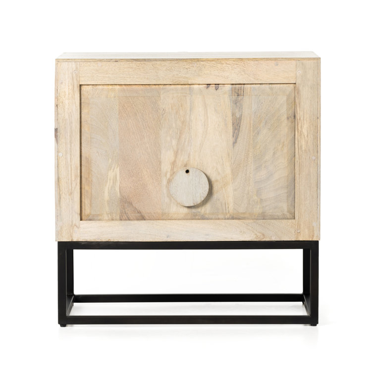 Contemporary Black Mango and Iron Nightstand 25''x17.25''