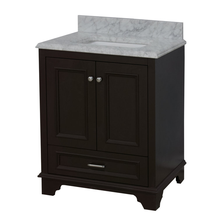 Chocolate Birch Wood Single Bathroom Vanity with Quartz Top