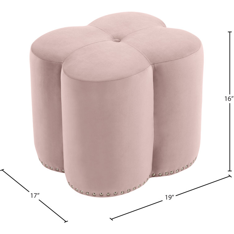 Pink Velvet Clover-Shaped Pouf Ottoman