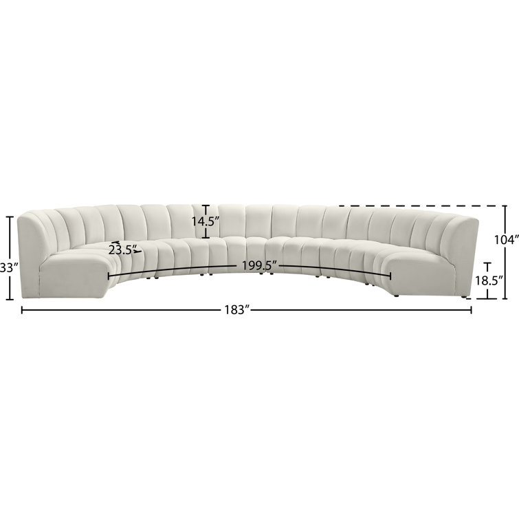 Infinity Cream Velvet 7-Piece Tufted Modular Sectional