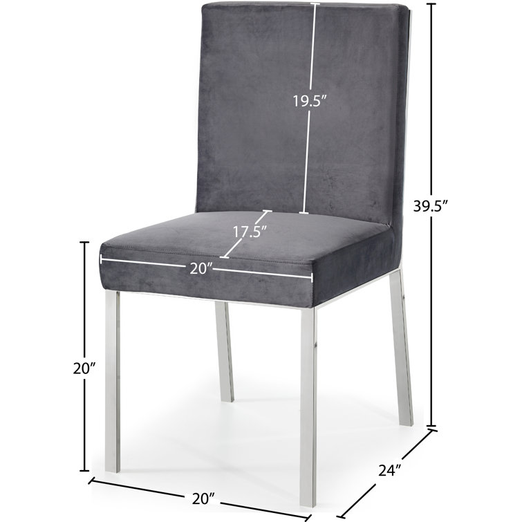 Opal Gray Velvet Dining Chair with Chrome Legs