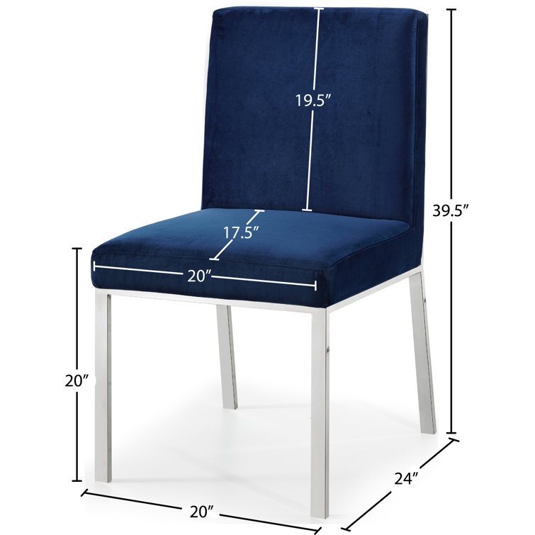 Opal Navy Velvet Upholstered Dining Chair with Metal Base