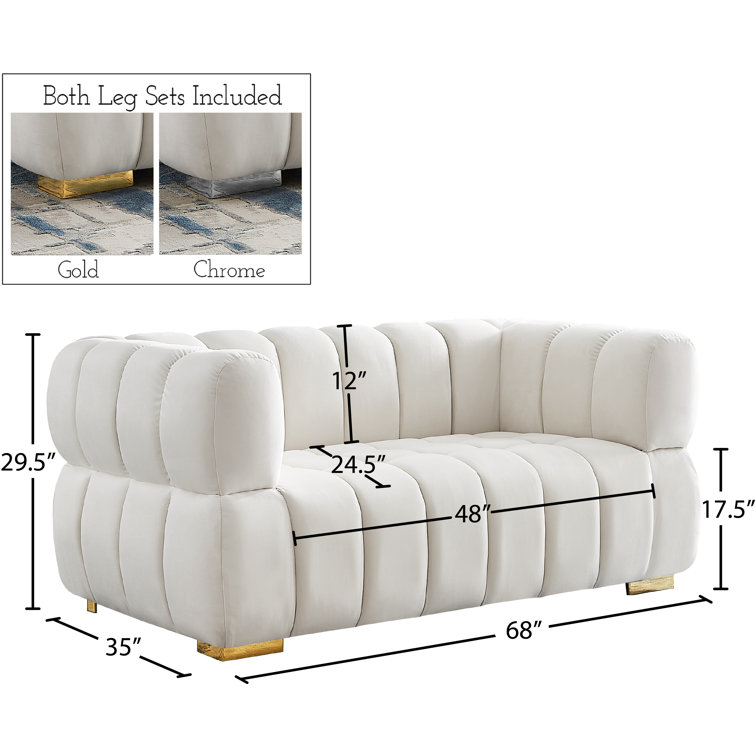 Elegant Cream Velvet Tufted Loveseat with Solid Wood Frame