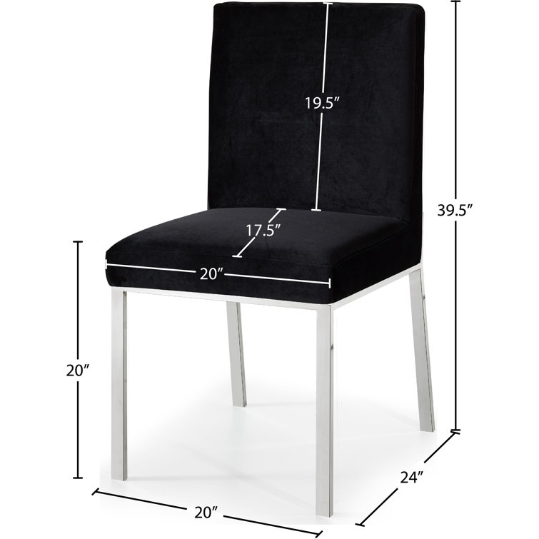 Opal Black Velvet Dining Chair with Chrome Base