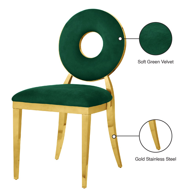 Chic Carousel Green Velvet Dining Chair with Gold Metal Frame