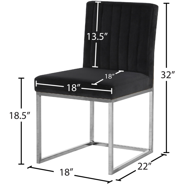 Posh Black Velvet Upholstered Side Chair with Chrome Finish