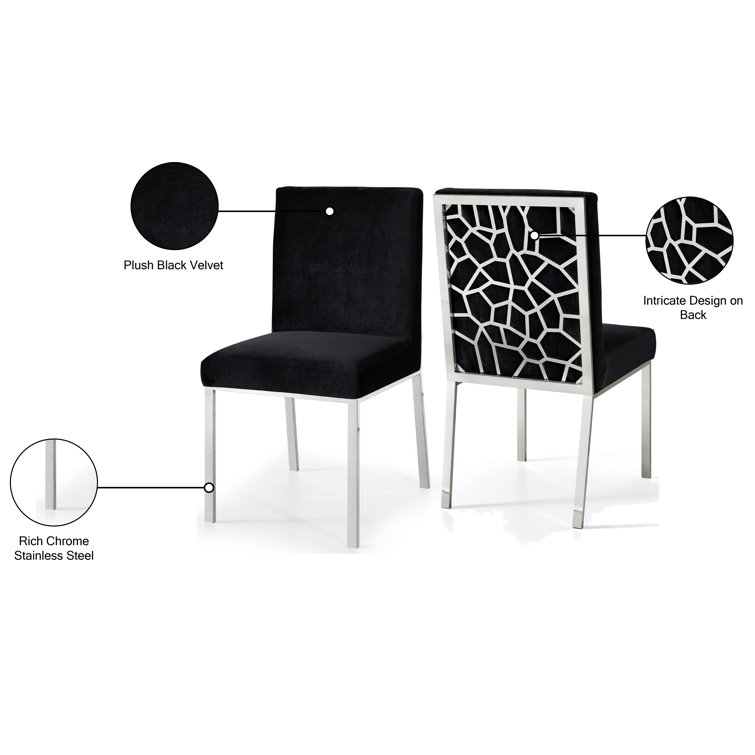 Opal Black Velvet Dining Chair with Chrome Base