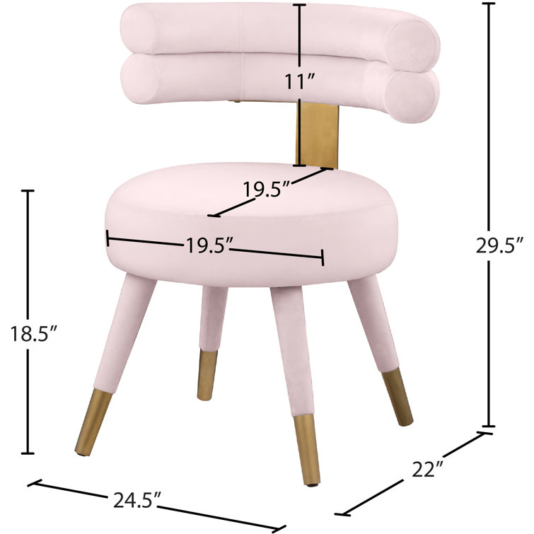 Pink Velvet Upholstered Side Chair with Gold Accents