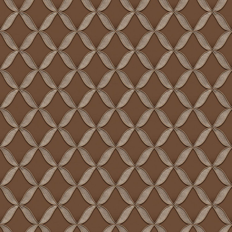 Taupe and Gold Textured Geometric Non-Woven Wallpaper