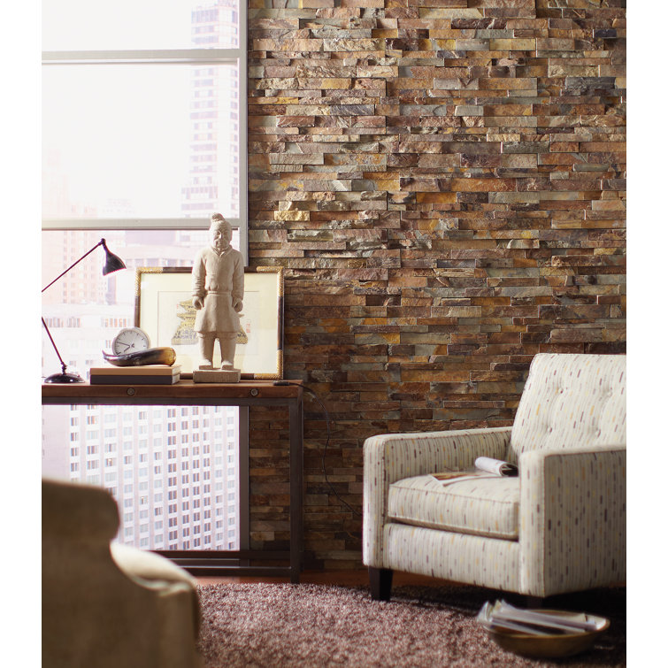 California Gold 6" x 24" Natural Slate Stacked Stone Wall Tile