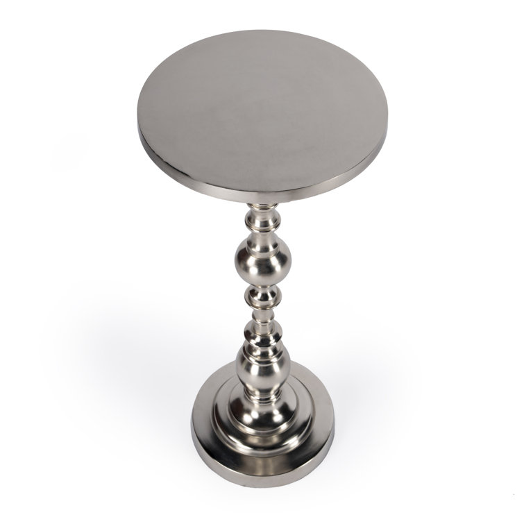 Darien Round Silver Metal Pedestal Side Table