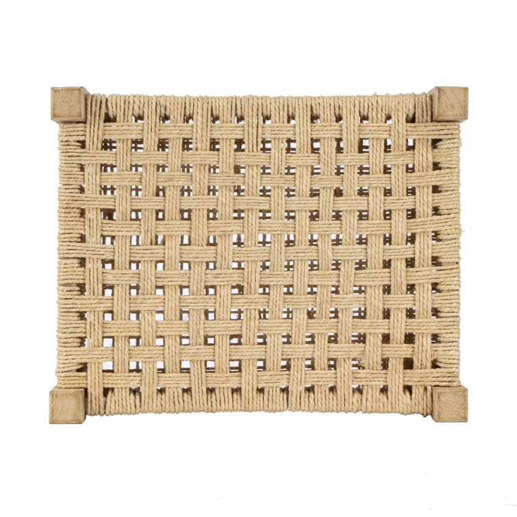 Natural Mango Wood Vanity Stool with Jute Rope Seat