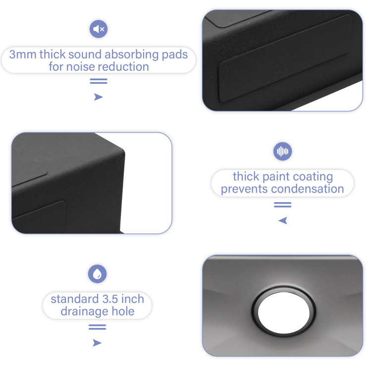 32'' Gunmetal Black Stainless Steel Undermount Kitchen Sink