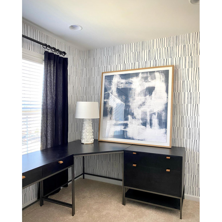 Modern Black and White Abstract Peel and Stick Wallpaper