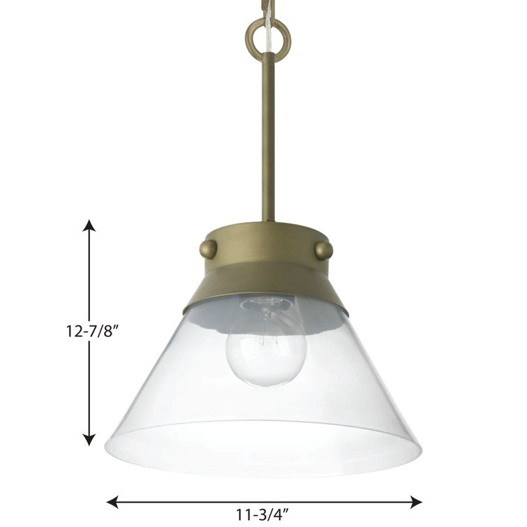Tapia Trail Aged Brass 1-Light Pendant with Seeded Glass Shade