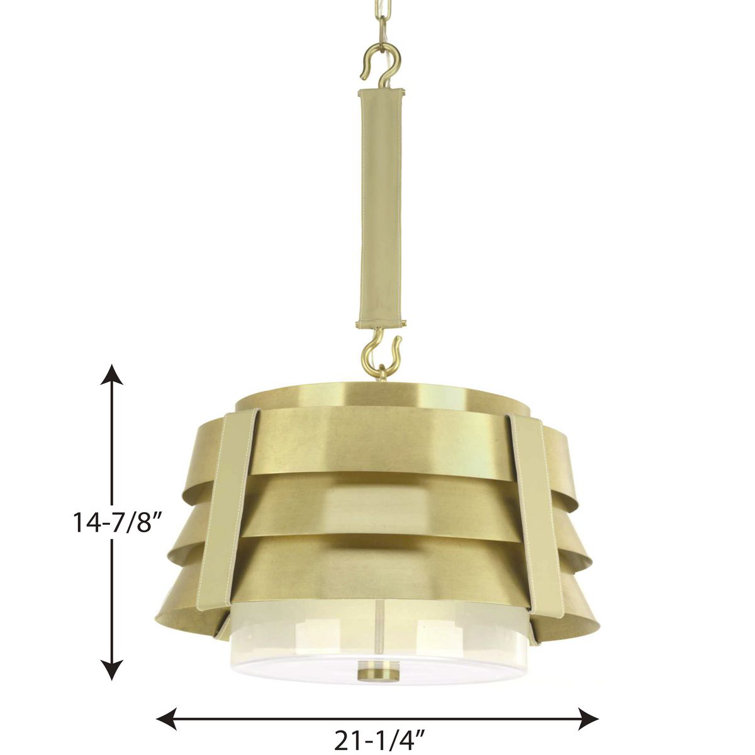 Sandbar Brass and Glass Drum Pendant Light