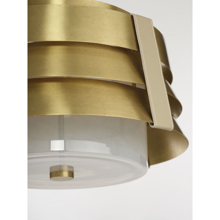 Sandbar Brass and Glass Drum Pendant Light