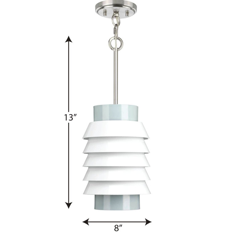 Tobin Mid-Century Brushed Nickel 8" Mini-Pendant with White Glass