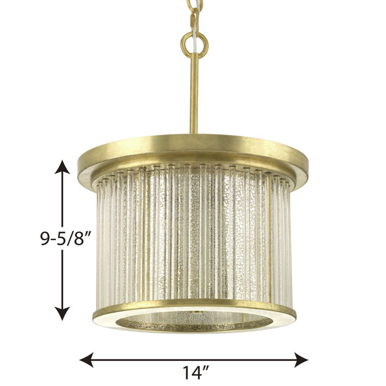 Sequit Point Brushed Brass 3-Light Convertible Semi-Flush Mount with Mercury Glass
