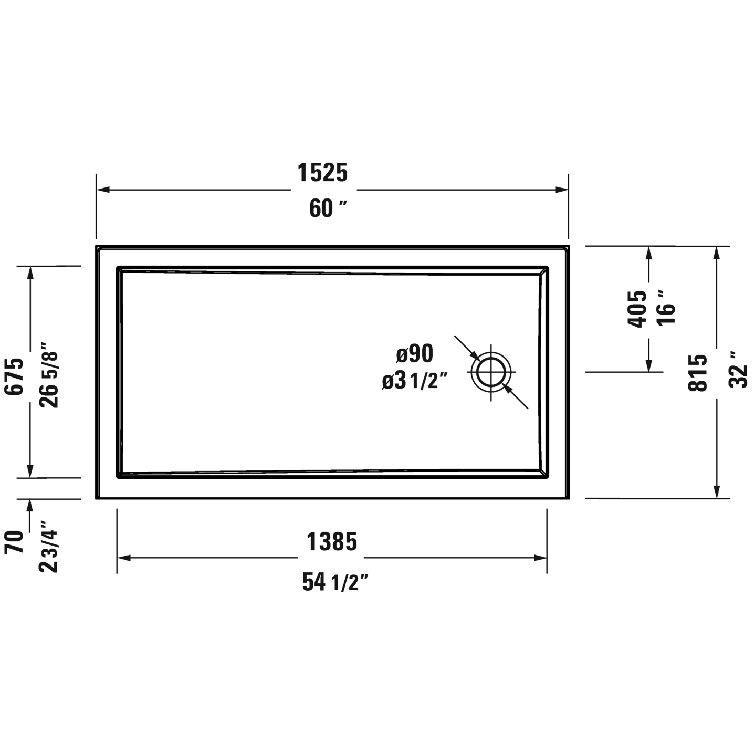 White Gloss Acrylic Single Threshold Rectangular Shower Base