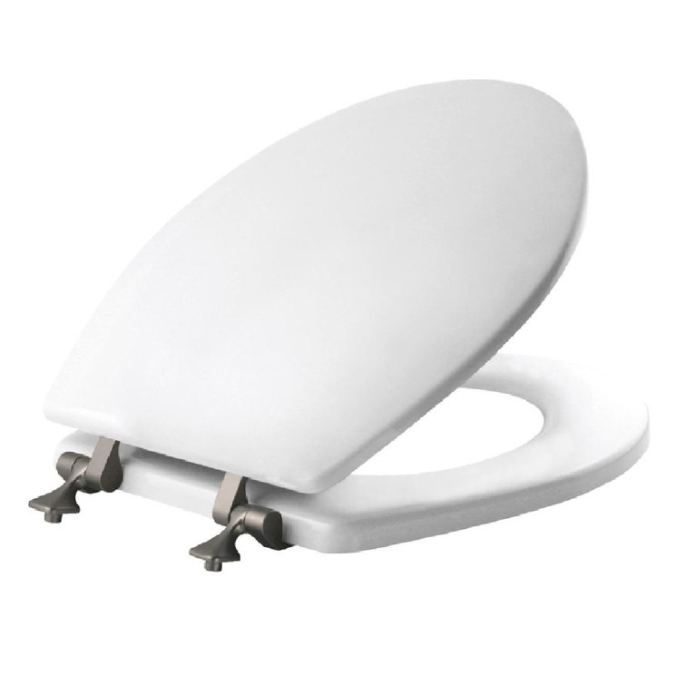 White Molded Wood Round Toilet Seat with Slow Close Lid
