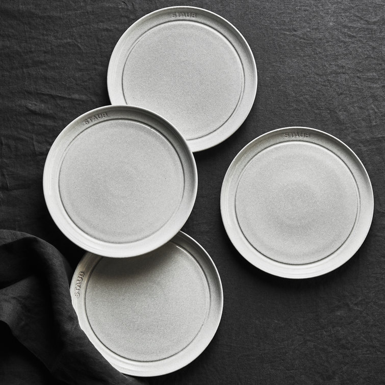 Staub 9-Inch Gray Porcelain Salad Plate Set, 4-Piece