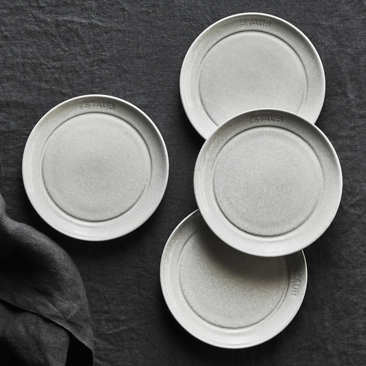 Staub White Truffle Porcelain 4-Piece Appetizer Plate Set