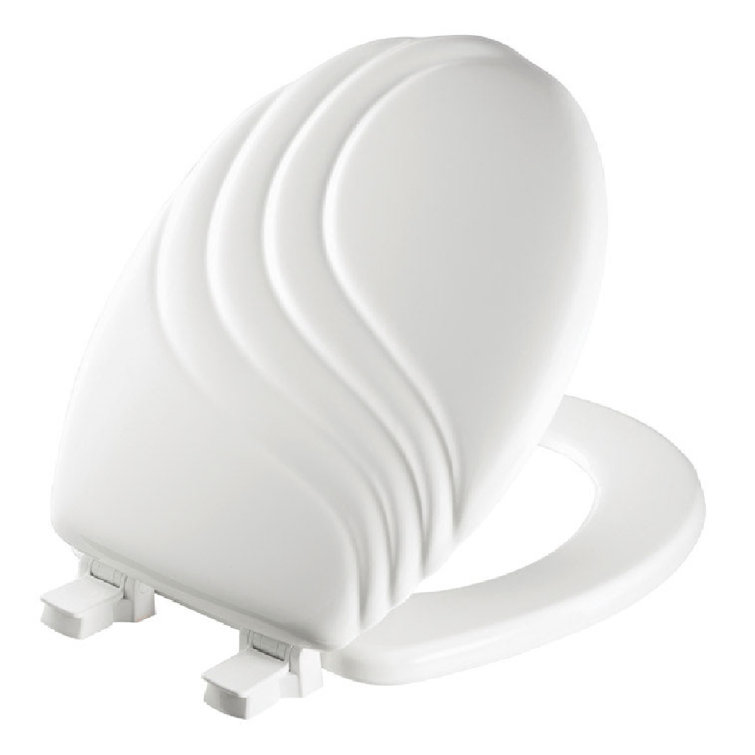 Mayfair Round White Gloss Enameled Wood Toilet Seat with Swirl Design