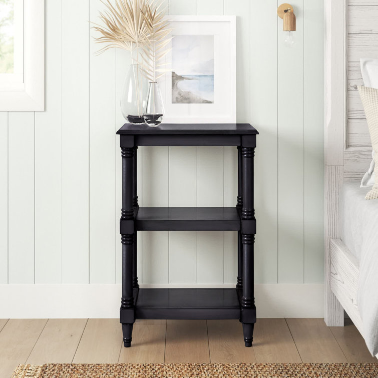 Cassie Classic Black Wood 3-Shelf End Table