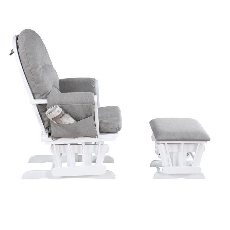 White and Oyster Upholstered Glider with Ottoman