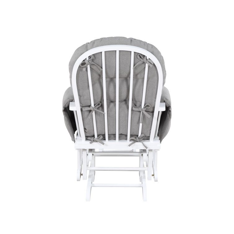 White and Oyster Upholstered Glider with Ottoman