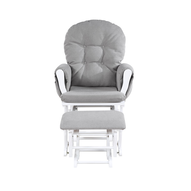 White and Oyster Upholstered Glider with Ottoman