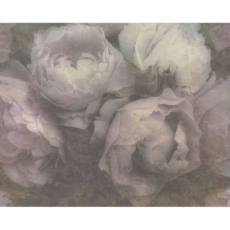 Green and Purple Textured Non-Woven Wallpaper Roll